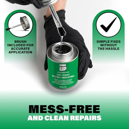 Vinyl Cement – Waterproof Pool Liner Repair Glue for Vinyl & PVC, Fast-Drying Flexible Contact Cement for Inflatables, Air Mattresses, Boats, Tarps, Hot Tubs & Pool Patch Repairs (4 oz) - size: 4 oz