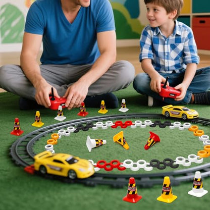 240 Pieces RC Car Racing Track Drift Runway Drift Field Fence with 30PCS Road Cones for 1/14 1/16 1/18 1/24 1/28 1/30 1/43 Mini RC Car (Black & Red & White & Yellow, 270PCS) - color: Black & Red & White & Yellow, 270pcs
