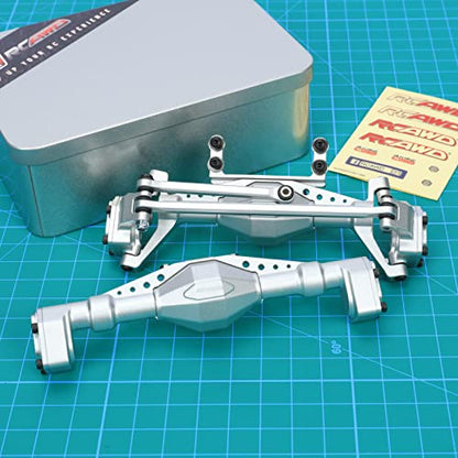 RCAWD Front & Rear Axle Housing Without Gears, Rear & Steering Axle Assembled Upgrades for 1/18 Axial UTB18 Capra Trail Buggy Crawlers Aluminum Parts AXI218001 Silver - color: Silver