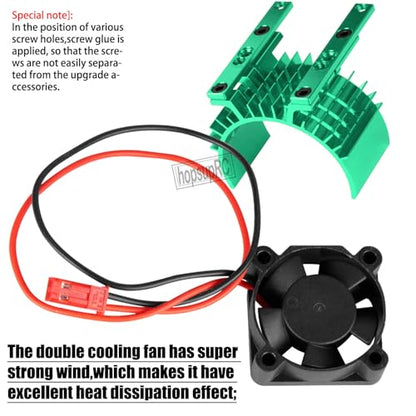 VXL-3s High Velocity Fan Heatsink Set Upgrades Part for 1/10 Slash/Rustler/Stampede VXL 4X4 2WD, ESC Motor Cooling Fan Hops Up,Green - color: Green/(for 2wd 4wd)