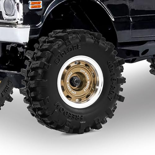 0.7" Aluminum Beadlock Wheels and Tires Set for 1/30 Axial SCX30 RC Crawler – Upgrade Parts (Bronze-296) - color: Bronze-296