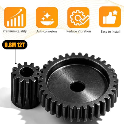 3-Pack Steel Metal 0.8M 5mm Pinion Motor Gear Sets 12T Compatible with HPI Kyosho Losi Axial Tamiya 1/8 1/10 RC Car Monster Truck Buggy, 0.8 Module Gear for Traxxsa Arrma - style: 3Pcs 12T