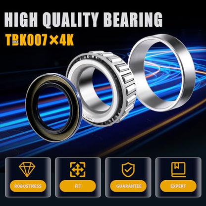 XiKe 25580 25520 & 15123 15245 Trailer Bearings Wheel Hub Kit, 4 Sets | Fits 5,200-6,000 lb Axles, Includes 21333TB/10-10 Seal, 22333TB/10-36 Seal and Cotter Pin - size: 25580/20 ＆ 15123/245 + Seal ID 2.125'' ＆ 2.250'', style: Pack 4 Set