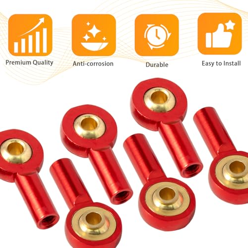 10PCS M2 Tie Rod End Ball Joint Aluminum Ball Head Holder 2mm Steering Linkage Head Joint 15mm Upgrade Parts Compatible with HSP Tamiya Mini 4WD RC Car Truck Crawler/Boat/Airplane Models - color: Red