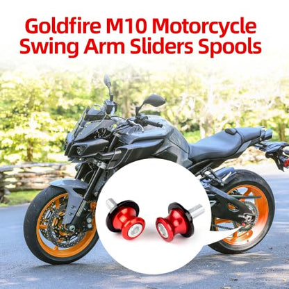 Goldfire 2pcs 10MM M10 X1.25 Motorcycle Swing arm Sliders Spools CNC Swing Arm Stand Screw for FZR 1000/600R/400 for Kawasaki Z750 /Z750S/ Z750R /ER-6F /ER-6N / Duke 125/200/390 (Red) - color: Red
