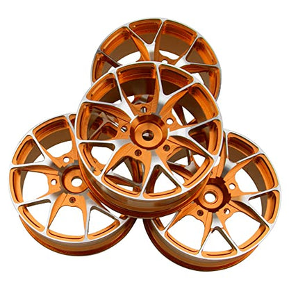 ShareGoo Metal Wheel Rims RC 12mm Hex Hubs 1/10 RC Drift On-Road Racing Touring Wheel Rim Compatible with HSP Tamiya Kyosho RedCat Sakura WLtoys Universal 1/10 RC Scales (Golden) - color: Golden