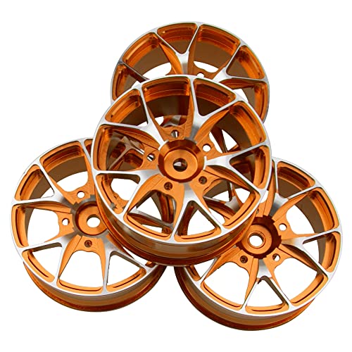 ShareGoo Metal Wheel Rims RC 12mm Hex Hubs 1/10 RC Drift On-Road Racing Touring Wheel Rim Compatible with HSP Tamiya Kyosho RedCat Sakura WLtoys Universal 1/10 RC Scales (Golden) - color: Golden
