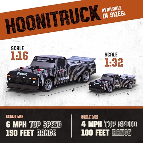 Flybar Hoonigan, Hoonitruck Remote Control Car for Kids – RC Car, RC Cars, Race Car, 3.7V, 2.4 GHz, Detailed Replica Design, USB Rechargeable Battery Included, 1:16 Scale, 150 ft Range, 6 Mph - size: 1:16, style: Hoonitruck
