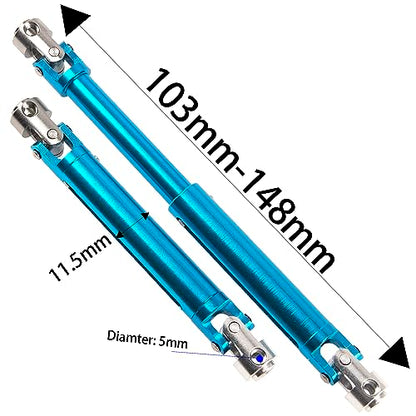 1Pair ShareGoo Aluminium Alloy RC Car Drive Shaft 103-148mm Universal Joint CVD DriveShaft Compatible with Axial SCX10 Tamiya CC01 D90 RC4WD TF2 HSP Redcat 1/10 RC Crawler (Blue) - color: Blue