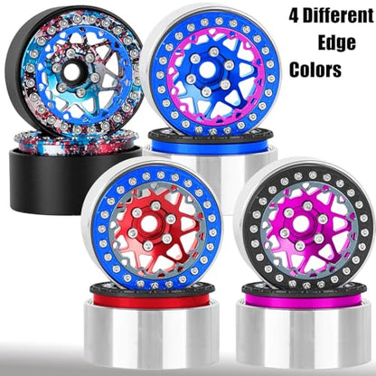 RC 1.9 Beadlock Wheel Rims for 1/10 SCX10 90046 AXI03007 TRX4 TRX6 VS4-10 Gen7 Gen8 MST CFX D90 RC Crawler,Aluminum 1.9" RC Tires Wheel Rim RC Truck Tires Wheels Rims.(4PCS) Blue - color: Blue（1.9 Rim）