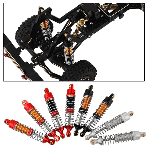 4PCS 53mm/59mm/66mm Aluminum Shocks Absorbers Oil Long Threaded Damper for 1/18 RC Crawler TRX4M Bronco Defender K10 Upgrade Parts (66mm Black-Gold) - color: 66mm Black-gold