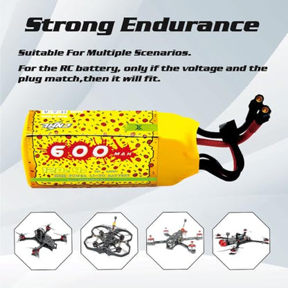 CNHL Pizza Series 600mAh 4S Lipo Battery 14.8V 120C with XT30 Plug for RC Car Truck Cinewhoop Boat Drone RC Airplane Quadcopter(4 Packs)
