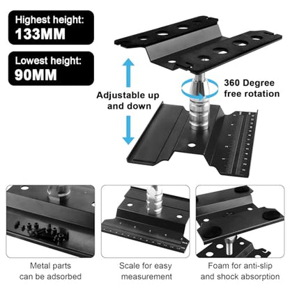RC Car Work Stand Repair Workstation 360 Degree Rotation Lift with Wheel Wrench Tools for 1/8 1/10 1/12 1/16 1/18 Scale Cars Trucks Buggies (Black)