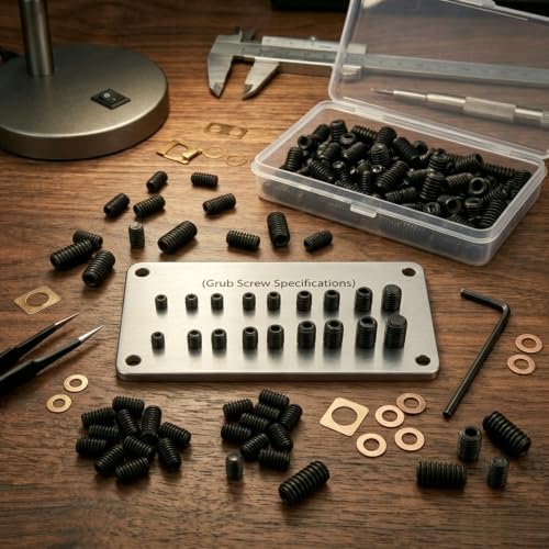 105Pcs Set Screws Assortment Kit, M3 M4 M5 M6 M8 for Daily Needs | 12 Sizes Metric Grub Screws, Set Screws for Repairing Bathroom Fixtures, Door Handles, Faucets, Furniture & DIY