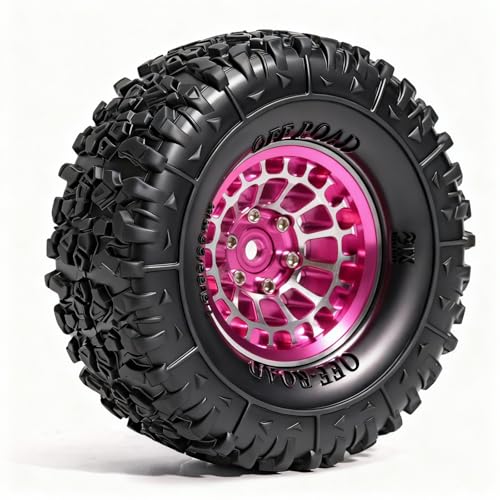 1.3” Aluminum Beadlock Wheels, -4.53mm Offset CNC 7 mm Hex Rims for 1/18 1/24 RC Crawler TRX4M, Axial SCX24 AX24, Redcat Ascent-18, FMS FCX24, 4 pcs, Pink - color: Pink