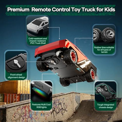 HOMETALL Remote Control Car RC Trucks - 2WD RC Truck Toy RC Cars for All Terrain, 1/24 Scale Pick-up Hobby Monster Truck Toys 2.4GHz Off-Road Vehicles Kids Gifts for Boys/Girls Age 3+, Red - color: Red