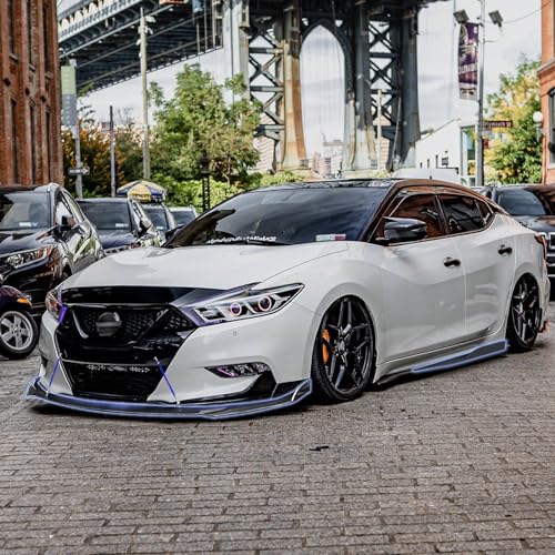 x xotic tech 9Pcs Front Bumper Lip Chin Spoiler + Side Skirt Winglets Diffuser + Rear Bumper Canard Splitter Car Body Kits + Blue Adjustable 10"-13" Support Rods Universal Fit Most Vehicles - color: Blue, size: Full Wide Body Kit w/10"-13" Rod