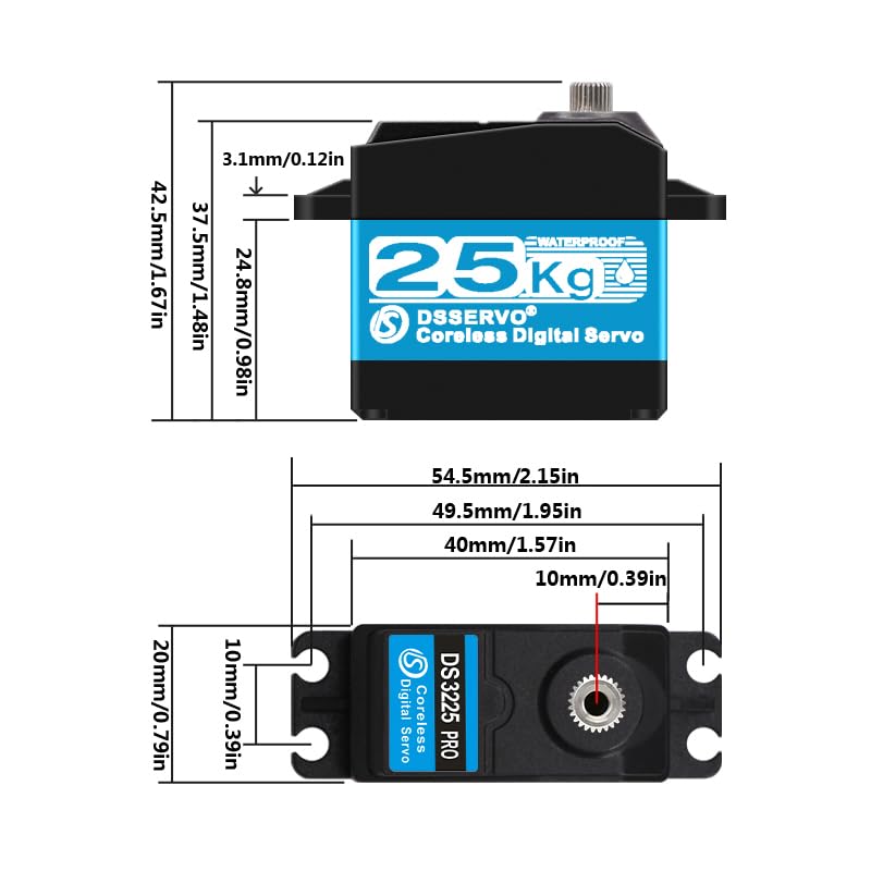 25kg RC Servo DS3225 PRO Metal Gear Waterproof High Torque Fast Digital Steering Motor 270 Degree - size: 25KG PRO