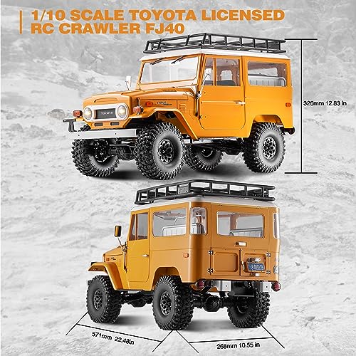 BEEZRC FMS 1/10 RC Crawler FJ40 Toyota Licensed 4WD 2.4G Model Car Hobby 4x4 Rock Crawler Offroad Truck Remote Control Car with Transmitter for Adults (Yellow) FMS11035RSYL - color: Yellow