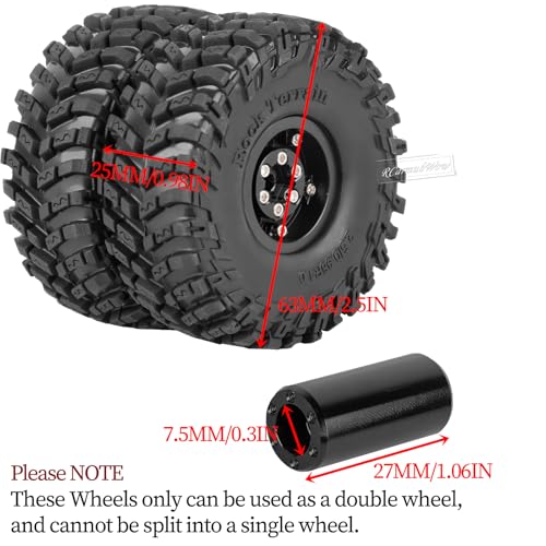 1.0 Beadlock Dually Wheels and Tires for 1/24 1/18 RC Crawler Car SCX24 TRX4M,Soft Mud Tires 1.0 Beadlock Tires Set Brass 1.0 Beadlock Wheels Double Wheels,4pcs,Style1 - style: Style1(4pcs)