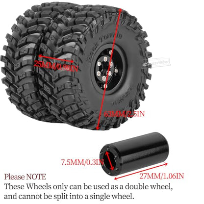 1.0 Beadlock Dually Wheels and Tires for 1/24 1/18 RC Crawler Car SCX24 TRX4M,Soft Mud Tires 1.0 Beadlock Tires Set Brass 1.0 Beadlock Wheels Double Wheels,4pcs,Style1 - style: Style1(4pcs)