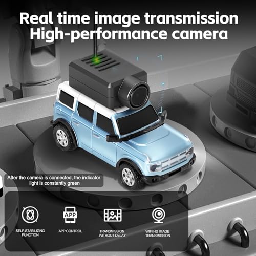 Wltoys 1:64 FPV RC Drift Car, 720P WiFi APP, 2.4GHz Gyro, Blue | HD Zero‑lag Camera, 3 Speeds & Suspension. Dual LED Lights. Smooth on Carpets/Tiles. APP Photo/Video/VR for Hobbyists - color: Blue