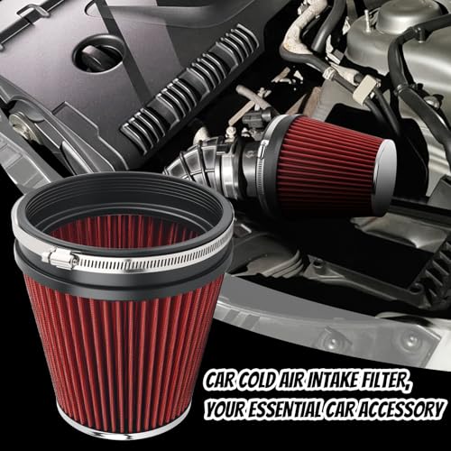 6" ID & 7" Tall Clamp-on Car Cold Air Intake Filter with High Flow,Cone Air Filter for Car Cold Airs Intake System to Improve Engine Efficiency,Washable Performance Colds Airs Filters