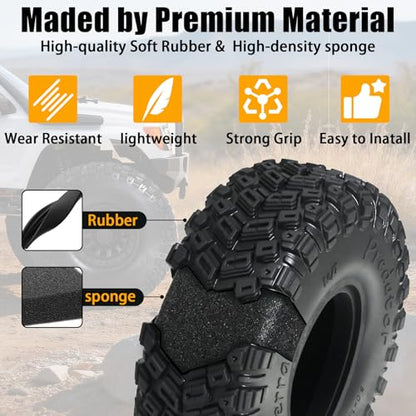 2.2 RC Crawler Tires 4pcs All Terrain Super Grip Soft Rubber, 125mm Height, Fit for TRX4 Sport, Redcat Everest 10, Axial SCX10 Capra 4WS RBX10 Ryft, RC Off-road Tires w/Foam Inserts - size: LH Tire-2.2