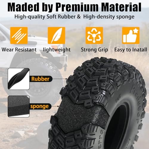 2.2 RC Crawler Tires 4pcs All Terrain Super Grip Soft Rubber, 125mm Height, Fit for TRX4 Sport, Redcat Everest 10, Axial SCX10 Capra 4WS RBX10 Ryft, RC Off-road Tires w/Foam Inserts - size: LH Tire-2.2