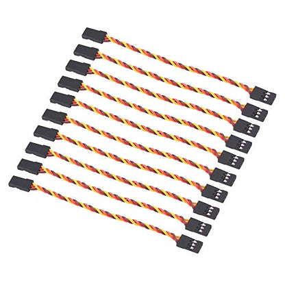 10pcs Servo Extension Cable Lead Twisted Wire 10cm 30cords 26awg Male to Male Plug for JR Futaba (C59-10)