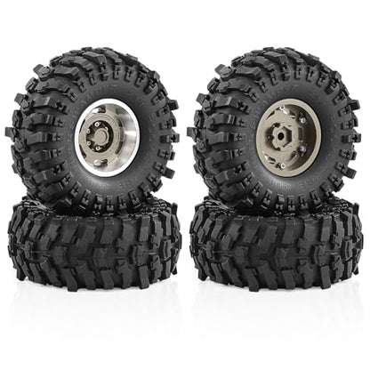 1.9" Beadlock Wheels and Tires for TRX4 SCX10 SCX10 III 90046 D90 1/10 RC Crawlers (Titanium) - color: Titanium