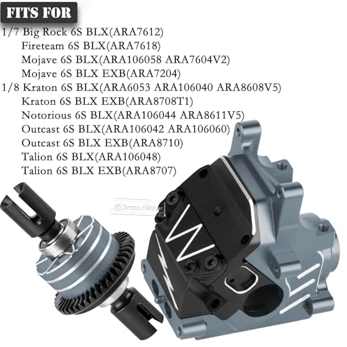 RC F/R Gearbox Case Diff 43t &10t Input Gear Upgrades for 1/8 Kraton/Outcast/Talion 6S BLX EXB,Notorious 6S BLX,1/7 Mojave 6S BLX EXB,BigRock/Fireteam 6S BLX,Titanium - color: Titanium(1set)