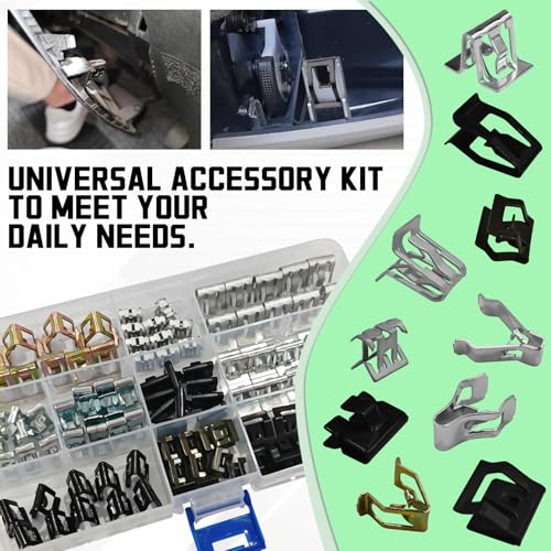 100PCS Metal Trim Panel Spring Clip,10 Different Sizes Car U-Clip Trim Moulding Clip Kit ReplacementOEM#4A0-867-276A, Body Fastener Clip Compatible with VW Audi Toyota Ford Mazda