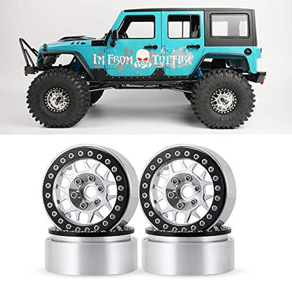 MOHERO Aluminum 1.9'' Alloy Beadlock Wheel Rims for 1/10 RC Axial SCX10 SCX10-II SCX10-III TRX4 CC01 D90 TRX4 Crawler Car Pack of 4 (Silver+Black) - color: Silver+black