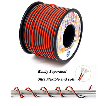Haerkn 20 awg Silicone Electrical Wire Cable 2 Cores 100ft Spool | 20 Gauge Soft and Flexible Hook Up Oxygen Free Stranded Tinned Copper Wire - style: 20awg-100FT