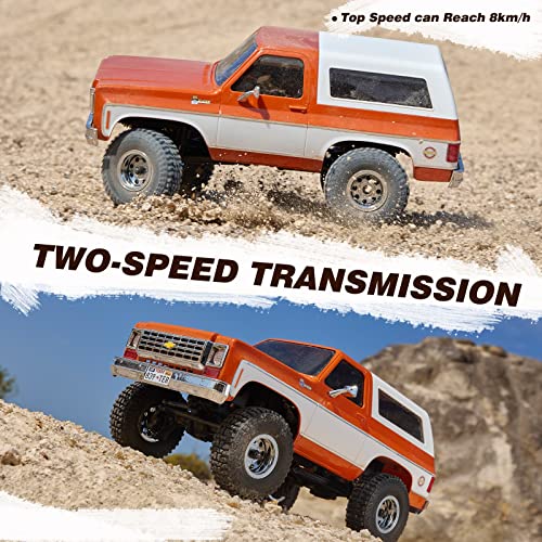 BEEZRC FMS 1/24 FCX24S Chevy K5 Blazer S RC Crawler, Officially Licensed RC Rock Crawler, RC Pickup Truck SUV, 4WD 2.4GHz Hobby RC Model, 8km/h Mini Car,Off-Road Remote Control Car for Adults(Orange) - color: Orange