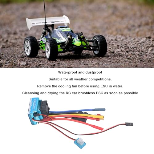 RC Car Brushless ESC, 80A Electronic Speed Controller, Waterproof Brushless ESC for 1/10 RC Car, Boat, Aluminum Alloy, Plastic