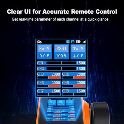 MEUS RACING ME-8B RC Transmitter 6 Channels 2.4GHz and Receiver for 1/8 1/10 1/18 1/24 1/30 RC Crawler Car Boat TRX4 TRX4M SCX10 SCX24 SCX30 Upgrades Parts (with 04B Receiver, Orange) - color: With 04b Receiver, Orange
