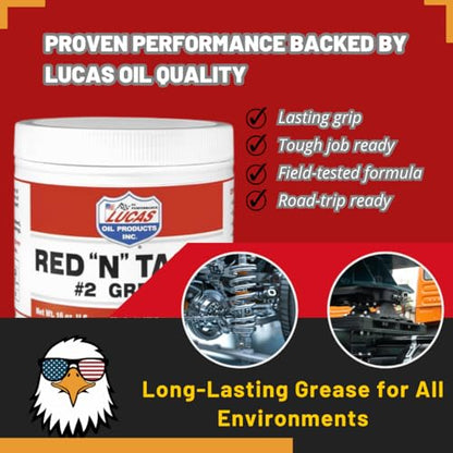 Lucas Oil Red N Tacky Grease 1 lb – 2 Pack | Heavy Duty Lithium Grease | Waterproof, High Temp | for Trailer, Bearings, Farm, Auto Use