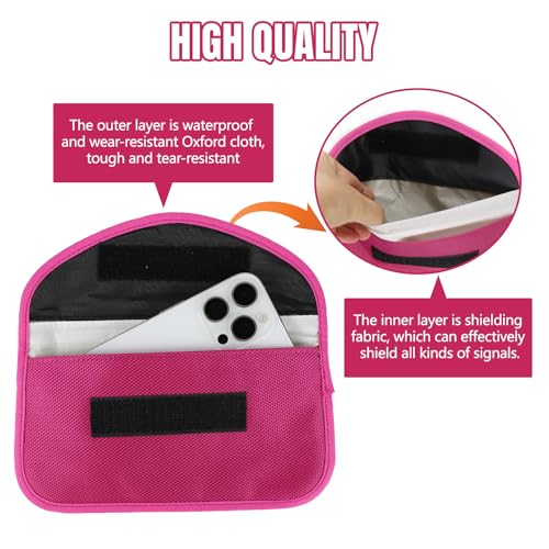2PCS Faraday Bag for Phones and Car Keys, Keyless Entry RFID Signal Blocking Bag Key Fob Protector, Anti-Theft Faraday Pouch for Cell Phone Privacy Protection, Signal Shielding (Rose Red) - color: Rose Red