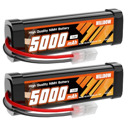 Hilldow 5000mAh NiMH RC Battery 7.2V Rechargeable Battery Pack with TMY Connector for RC Car Trucks RC Vehicles Hobby Models(2 Packs) - color: 2 PCS
