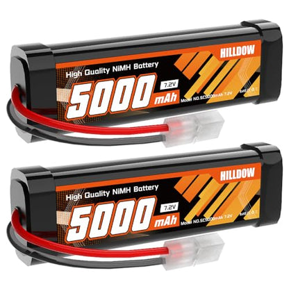 Hilldow 5000mAh NiMH RC Battery 7.2V Rechargeable Battery Pack with TMY Connector for RC Car Trucks RC Vehicles Hobby Models(2 Packs) - color: 2 PCS
