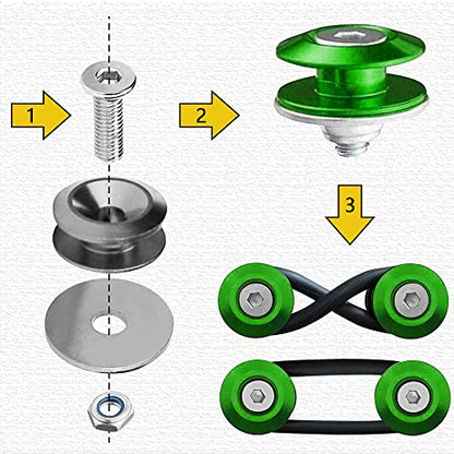 ASUBHA 4PCS Bumper Quick Release Kit, Bumper Holder, Trunk Fenders Hatch Lids Fasteners with Washer and Stainless Steel Screws, Quick Release Tab Holder Trunk Band Fenders Clip Kits for Most Cars - color: Green