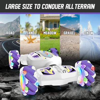 Gesture Sensing RC Stunt Car for Boys 8-12 - Gifts Toy for Kids,4WD Remote Control 360° Rotating,Transform Hand Controlled,Birthday Presents for Boy Age 8 9 10 11 12(White)