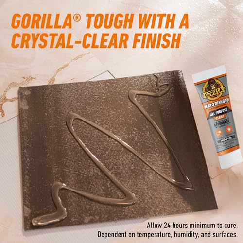 Gorilla Max Strength Construction Adhesive, Clear, 7 oz Tube, 1-Pack | Waterproof Gap-Filling Formula, Bonds Wood, Metal, Tile, Stone, Glass, Mirror, Indoor & Outdoor Use, Paintable & Sandable - size: 7oz, style: 1 Pack