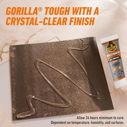 Gorilla Max Strength Construction Adhesive, Clear, 7 oz Tube, 1-Pack | Waterproof Gap-Filling Formula, Bonds Wood, Metal, Tile, Stone, Glass, Mirror, Indoor & Outdoor Use, Paintable & Sandable - size: 7oz, style: 1 Pack