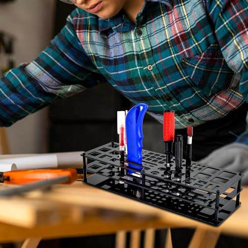 Screwdriver Storage Rack 63-Holes Acrylic Tool Stand Black | Multi-Function Screwdriver Organizers for RC Tools Kit, Hex Cross Screw Driver Organizer Workshop Tools