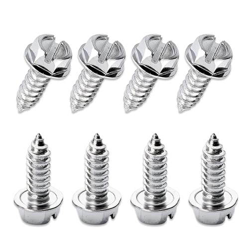 8 PCS License Plate Screw Kit, 304 Stainless Steel Bolt Fasteners, Hex Head Screws Rust-Proof Frame Accessories, Universal for Most Cars (Silver)