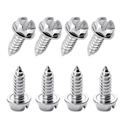 8 PCS License Plate Screw Kit, 304 Stainless Steel Bolt Fasteners, Hex Head Screws Rust-Proof Frame Accessories, Universal for Most Cars (Silver)