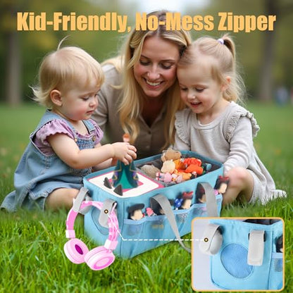 Carrying Case for Toniebox Starter Set Hold 30+ Tonies Figures Blue | Play Without Unpacking, Kid-Friendly Tonies Organizer, Holds Headphones & Charge, Portable Travel Carrying Bag - color: Blue